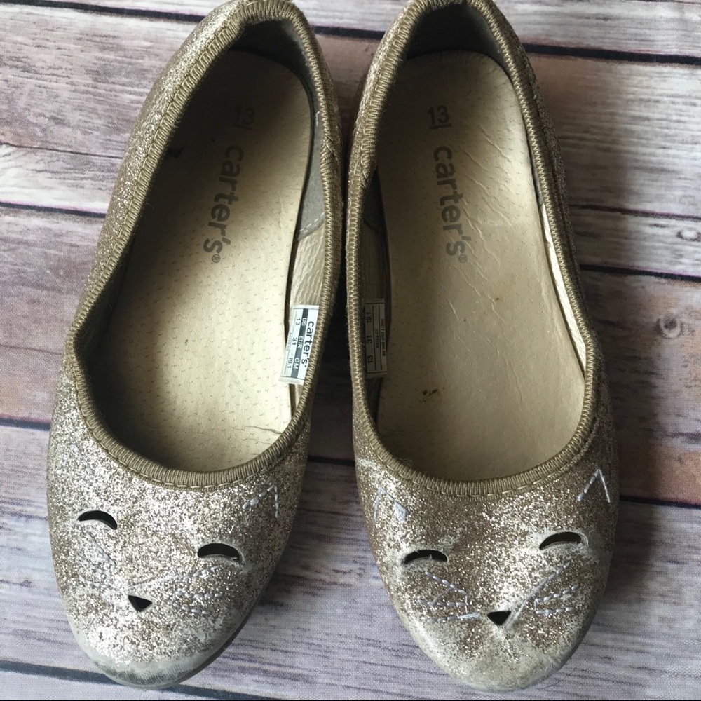 Gold Kitty Sparkle Flats